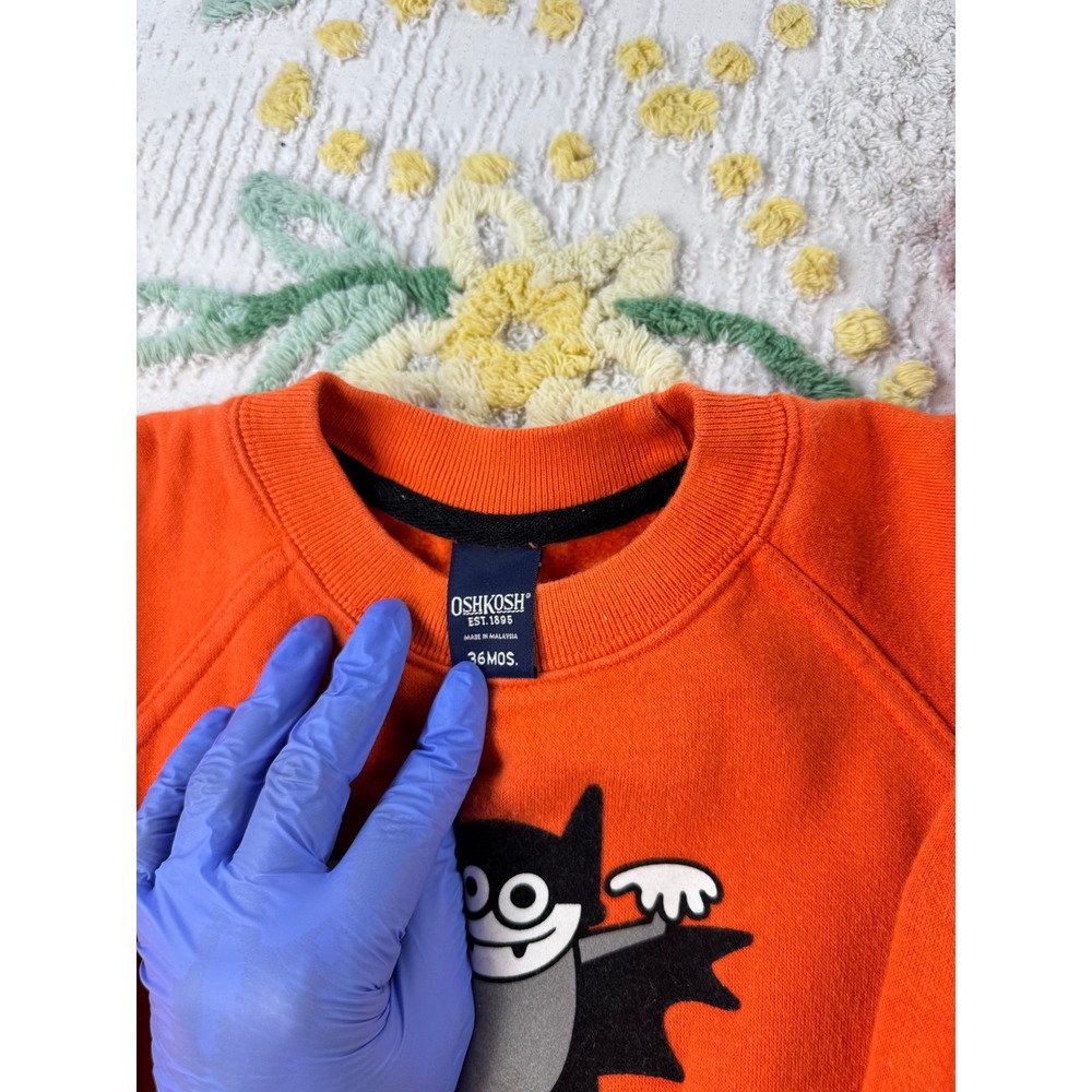 Vintage OshKosh Halloween Bat Sweatshirt 36M & Chicago Cubs Baseball Tee 2T Lot - Picture 5 of 8